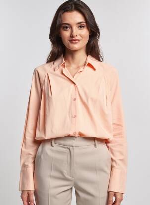 Chemisier coupe droite manches longues orange KAFFE femme