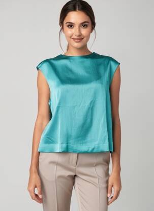 Top tissage crêpe sans manche bleu KAFFE femme