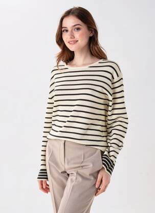 Pull stretch manches longues beige KAFFE femme