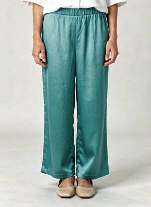 Pantalon droit tissage crêpe taille normale bleu KAFFE femme