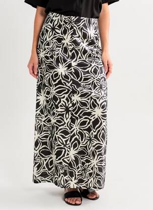 Jupe longue imprimé fantaisie noir KAFFE femme