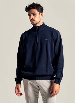 Pull stretch manches longues bleu FQ1924 homme
