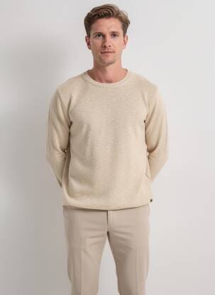Pull tissage chiné manches longues beige NO EXCESS homme