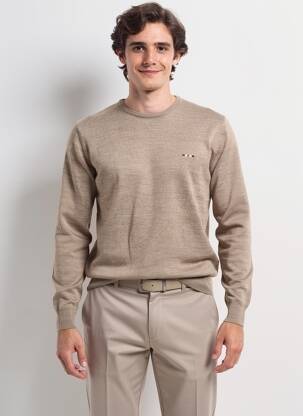 Pull stretch manches longues marron FQ1924 homme