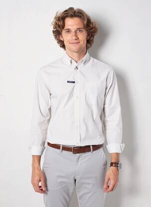 Chemise manches longues coupe cintrée beige FQ1924 homme