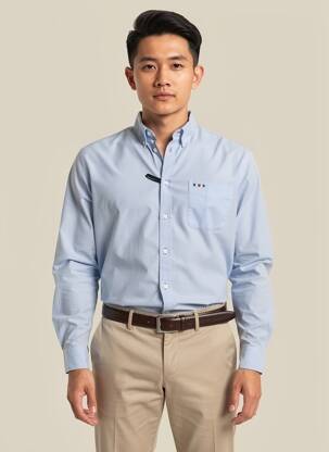 Chemise manches longues poches bleu FQ1924 homme
