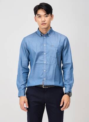 Chemise manches longues poches bleu FQ1924 homme