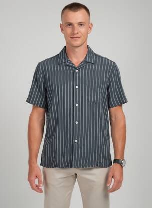 Chemise manches courtes col tailleur gris GARCIA homme