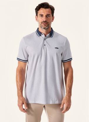 Polo tissage jersey manches courtes bleu DELAHAYE homme