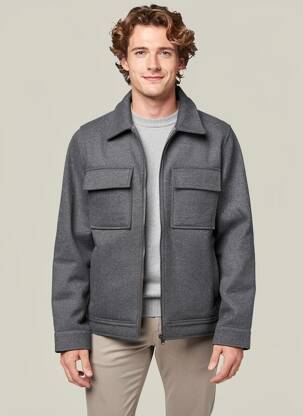 Manteau court tissage chiné sans capuche gris TIFFOSI homme