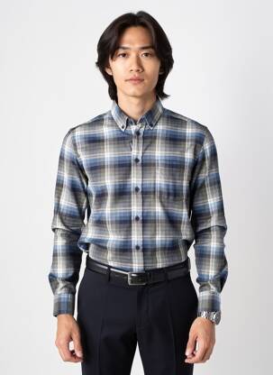 Chemise manches longues poches bleu FQ1924 homme