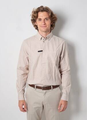 Chemise manches longues poches beige FQ1924 homme