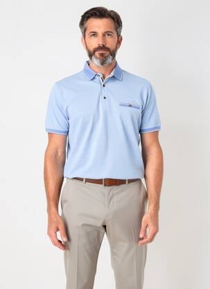 Polo tissage chiné manches courtes bleu DELAHAYE homme