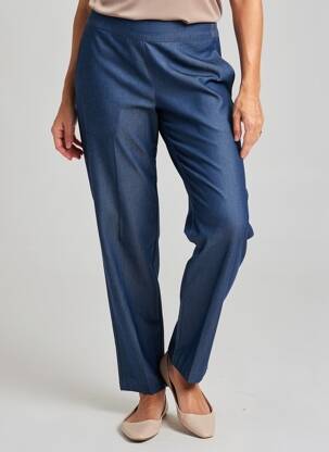 Pantalon droit tissage popeline taille normale bleu FRANSA femme