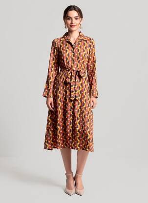 Robe longue manches longues manches longues orange COMPAGNIA ITALIANA femme
