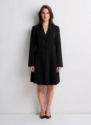 Robe mi-longue manches longues manches longues noir CULTURE MIX femme