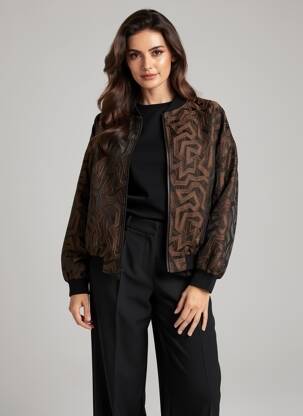 Veste casual fermeture zippée sur le devant marron NÜ femme