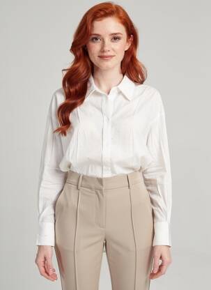 Chemisier coupe droite manches longues blanc KAFFE femme