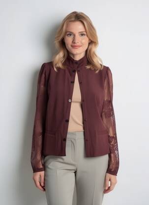 Veste casual poignets boutonnés avec fente marron NÜ femme