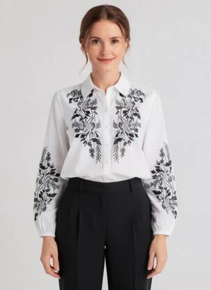 Chemisier coupe droite manches longues blanc CREAM femme