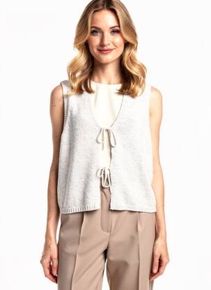 Gilet sans manche coupe droite beige KAFFE femme