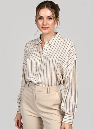 Chemisier coupe droite manches longues beige FRANSA femme