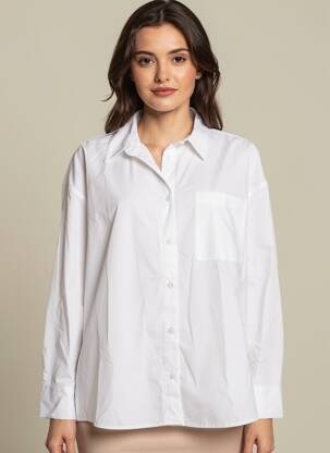 Chemisier coupe droite manches longues blanc KAFFE femme