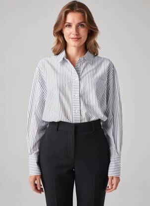 Chemisier coupe droite manches longues bleu KAFFE femme
