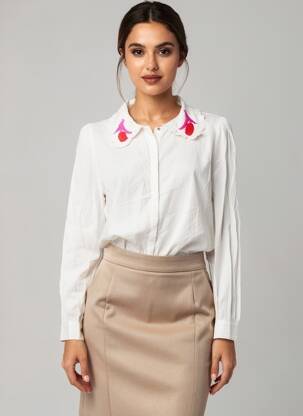 Chemisier coupe droite manches longues blanc COMPAGNIA ITALIANA femme