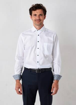 Chemise manches longues coupe droite blanc OLYMP homme