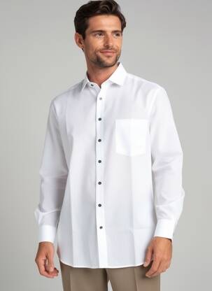 Chemise manches longues coupe droite blanc OLYMP homme