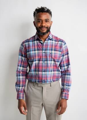 Chemise manches longues coupe droite bleu OLYMP homme