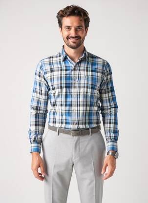 Chemise manches longues coupe droite bleu OLYMP homme