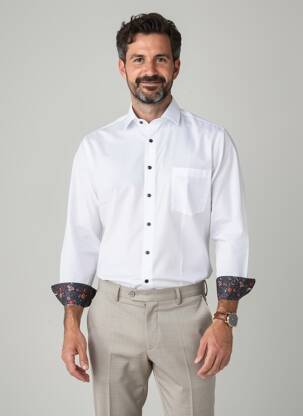 Chemise manches longues coupe droite blanc OLYMP homme