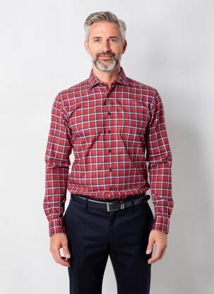 Chemise manches longues coupe droite rouge OLYMP homme