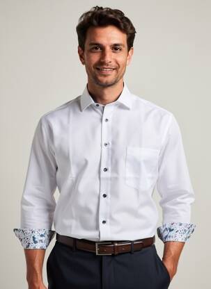 Chemise manches longues coupe droite blanc OLYMP homme