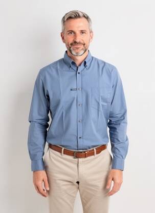 Chemise manches longues coupe droite bleu OLYMP homme
