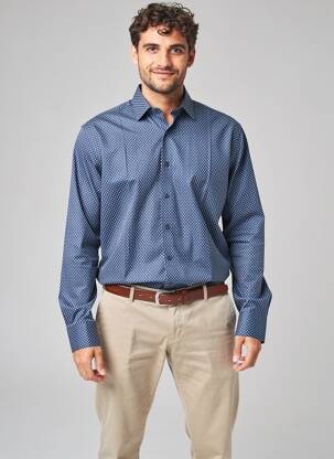 Chemise manches longues imprimé fantaisie bleu OLYMP homme
