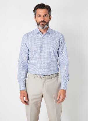 Chemise manches longues imprimé fantaisie bleu OLYMP homme