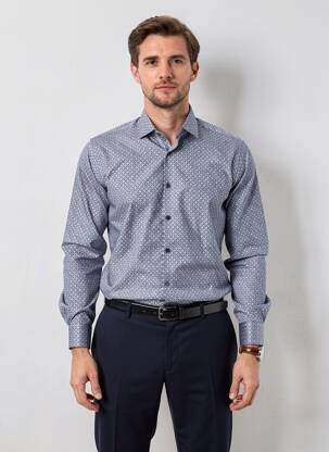 Chemise manches longues imprimé fantaisie bleu OLYMP homme