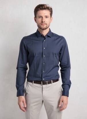 Chemise manches longues coupe droite bleu OLYMP homme