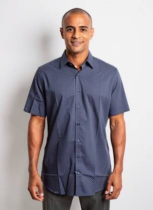 Chemise manches courtes imprimé fantaisie bleu OLYMP homme
