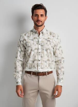 Chemise manches longues coupe cintrée beige DELAHAYE homme