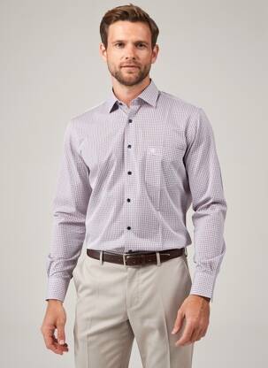 Chemise manches longues coupe droite rouge OLYMP homme
