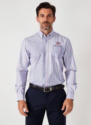 Chemise manches longues poches bleu DELAHAYE homme