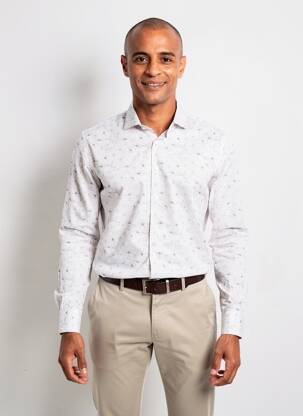 Chemise manches longues coupe cintrée marron DANIEL HECHTER homme