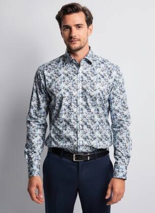 Chemise manches longues coupe droite bleu OLYMP homme
