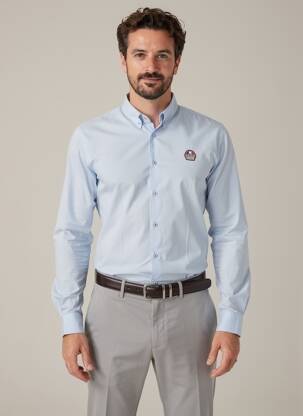 Chemise manches longues coupe cintrée bleu DELAHAYE homme