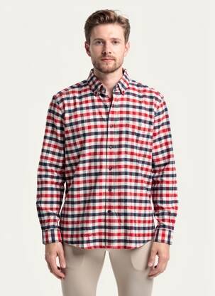 Chemise manches longues poches rouge DANIEL HECHTER homme