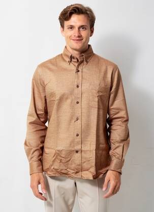 Chemise manches longues poches marron DANIEL HECHTER homme